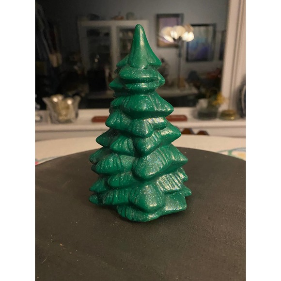Handmade Ceramic Christmas Tree, No Lights, Green w touch iridescent glitter - Picture 2 of 12